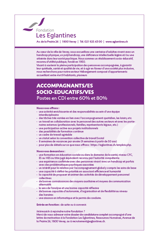 Accompagnant/es socio-éducatifs/ves - Secteur Hébergement Jaman - Postes CDI à 60 % et 80 %